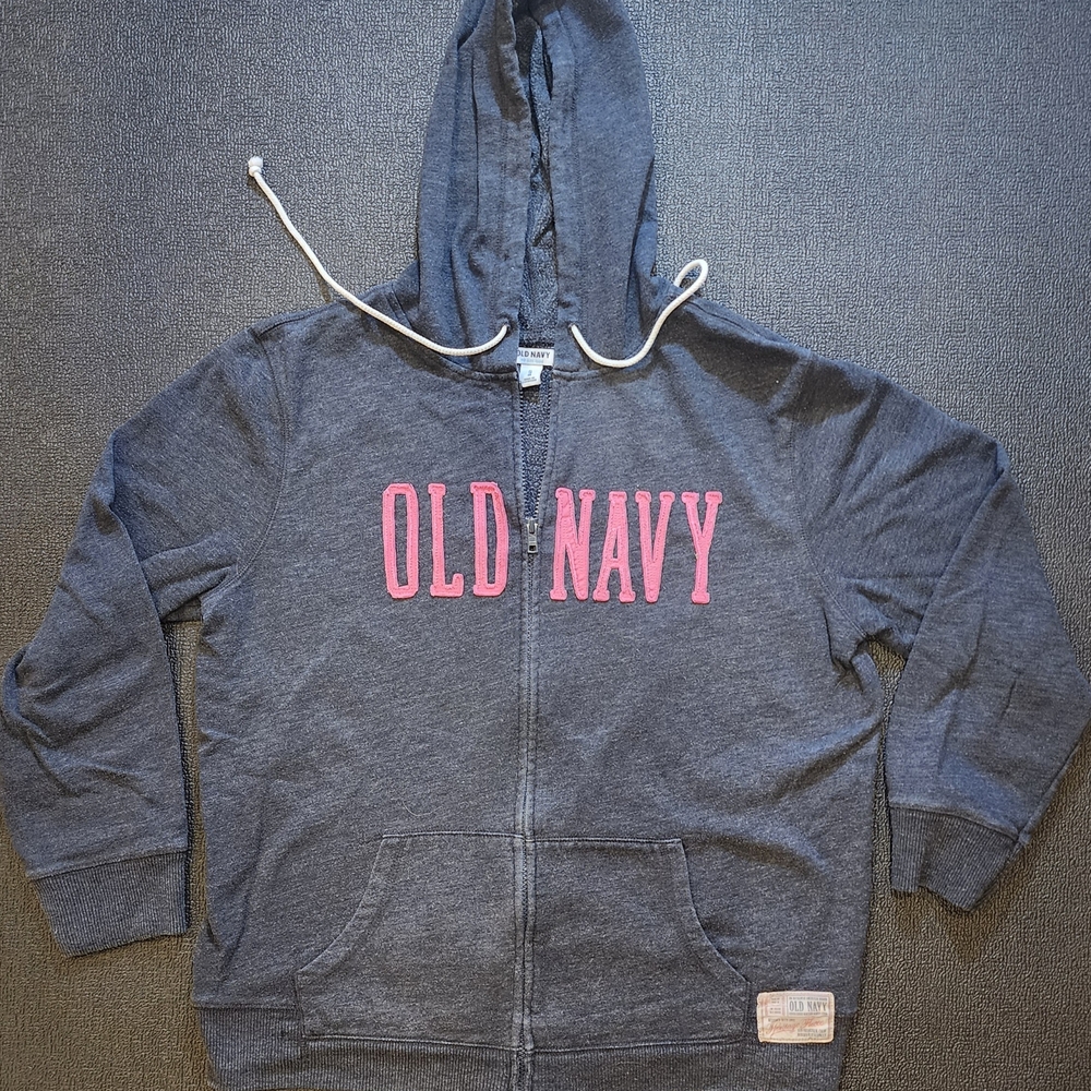 Old Navy Gray Hoodie with Pink Logo